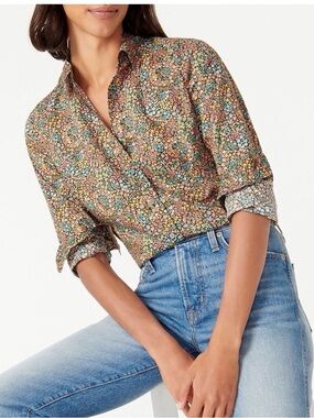J.Crew Liberty Fabric Perfect Shirt Little Marquess Button Front Size 4(f6)